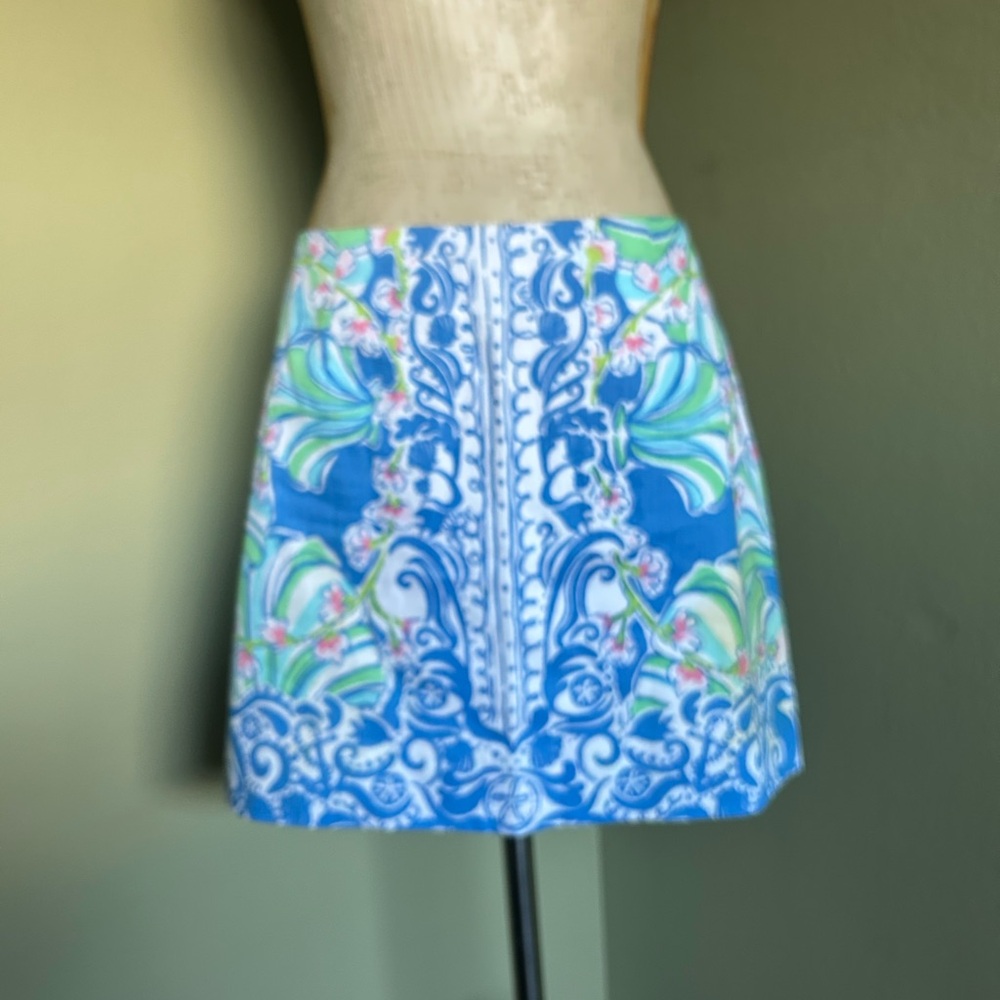 Lilly Pulitzer Blue and Green Mini Skirt